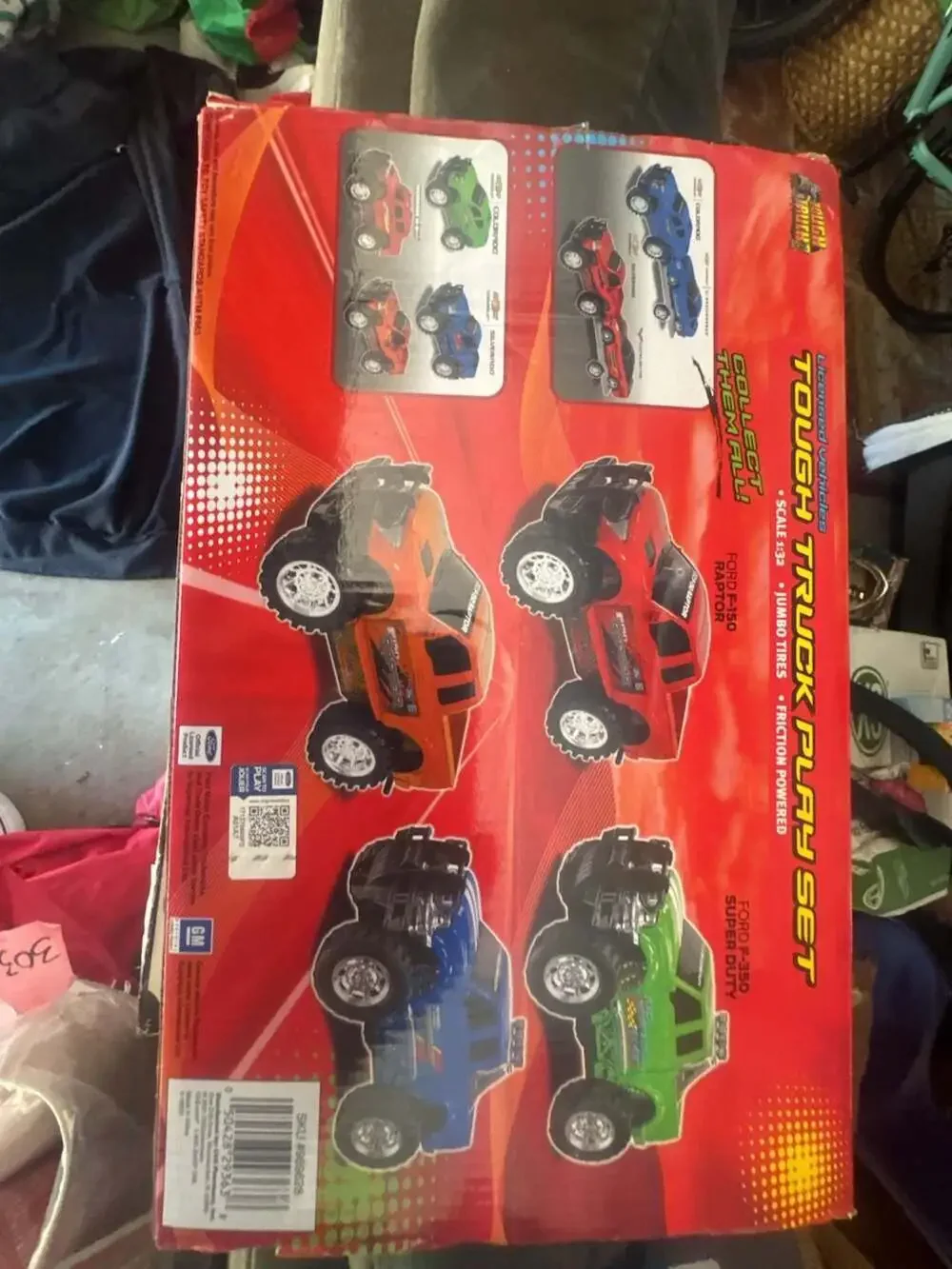 Tough Truck 4-Pack Friction Powered Toy Vehicle Play Set Ford F-150 Raptor and F